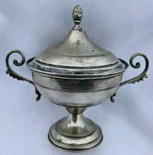 D0587 - Antike 800er Silber Zuckerdose - Perlrand - Jugendstil - 90,90 g