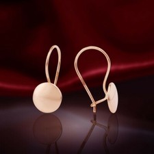 Russisches Gold Rose Rotgold 585 leichte Ohrringe Hakenverschluss Neu 18mm