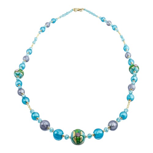 Murano glas halskette hellblau - murano,