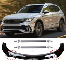 Für VW Tiguan MK2 Glänzend Schwarz Frontspoiler Lippe Splitter + Stützstange