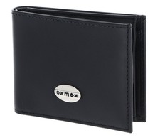 oxmox Leather RFID Protect Pocketbörse Geldbörse Pure Metal Round Black schwarz
