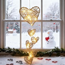 Herz Lichterkette, Rattan