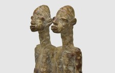Tribal Art Afrika DOGON stehende Doppelfigur Schöpfungsmythos Mali 20.Jhd.  51cm