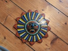 Mexikanische Sonnen Gesichtsmaske Hand Bemalt Ton Keramik? Wand Deko Behang