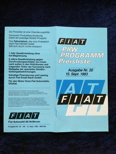 Fiat preisliste 1983 - fiat, 9.1983