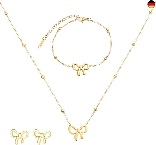 Schleife perlenschmuckset gold - schleife,