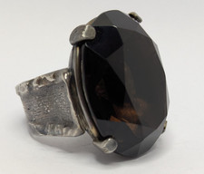 Mächtiger 900 Silber Vintage Ring Handarbeit großer Rauchquarz 39,3Gramm schwer