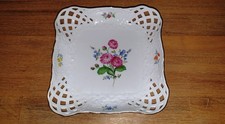 Meissen Blume Malerei Prunkteller Durchbruch Schale, Bunte Blumen #07