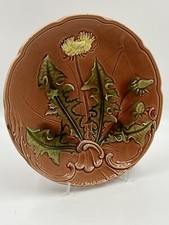 Antik Jugendstil Wandteller Florale Majolika Art Nouveau 1890 Löwenzahn Relief 2