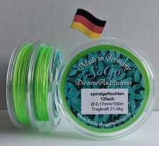 Angelschnur 12fach spiralgeflochten leuchtgrün/ Ø 0,11 bis 0,21mm/ TK bis 24,8kg