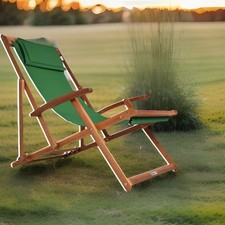 2 Stück Sonnenliege Holz Wetterfest 160kg Belastbarkeit Armlehnen GRÜN Garten