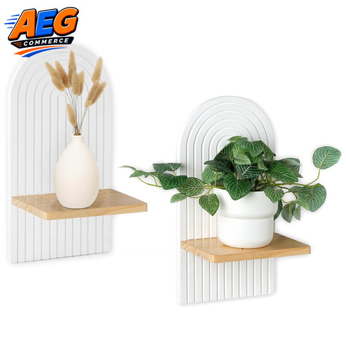 Wandregal holz boho weiß 2er - wandregal,