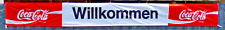 Coca Cola riesengroße Zaunfahne Banner 7,50 x 0,75 m Schriftzug "Willkommen"