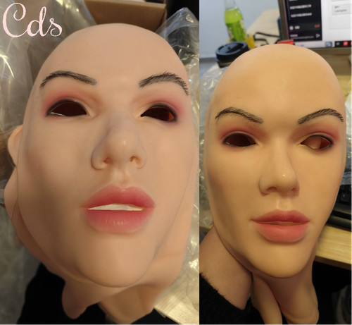 Realistic silicone female face - silicone,