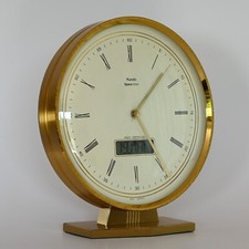 Kundo Space Time Funkuhr Tischuhr Messing groß mit Datum Vintage 80er Jahre