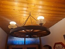 Holzwagenrad Deckenleuchte 4 Lichter Antik Original Deko 96 cm Durchmesser