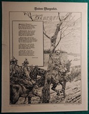 Litho/Druck um 1900 - B&H Leipzig: Reiters Morgenlied/Motiv nach T.Rocholl (L4)
