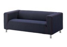Gebrauchter Ikea KLIPPAN Bezug für 2er Sofa & Fußhocker, Vansta dunkelblau in DENIM