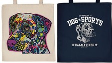 Dalmatiner Motiv Baumwolltasche Stofftasche Geschenktasche Leckerli Hunde Neon
