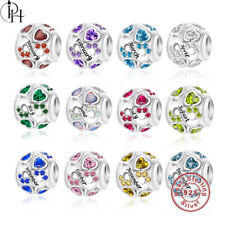 Geburtsstein Anhänger 925 Silber Herz Hänger Monat Name Geburtstag Jahrestag Geschenk