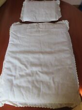 Puppenwagen-Set Decke und Kissen groß NEU 55 x 45 cm / 33 x 26cm weiß gelb