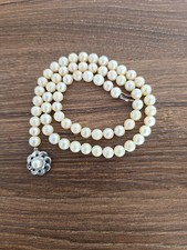  Perlen Kette Verschluss 835 Silber 50cm Champagner Farbe 6mm JKs