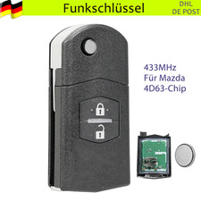 433MHz Funk Schlüssel Fernbedienung MAZ24R + Chip 4D63 Für Mazda 3 5 6 CX7