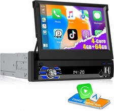 4+64GB 7" 1DIN Android 15 Autoradio Carplay Drehbarer Touchscreen GPS Navi Wifi