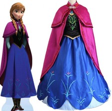 Anna Frozen Cosplay Kostüm Anzug Profi Kleid Mantel Erwachsene