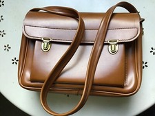 Umhängetasche Schultasche Vintage Kunstleder braun 60er Jahre DDR?