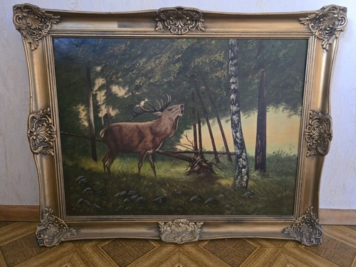 Hirsch wald ölgemälde mit - hirsch,