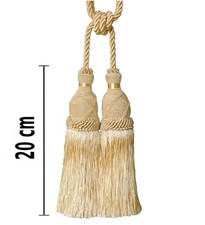 1x Gardinenhalter Raffhalter 70cm Quaste 20cm Light Gold Sand Kordel Vorhänge DE