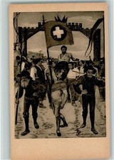 13033302 - Der Schwingerumzug - Fahne der Schweiz Hodler, F.