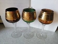 3 x alte Weingläser  Glas Römergläser vergoldet