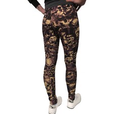 ALCATRAZ Gothic - Damen Leggings "Purple Skull" (beige/lila)