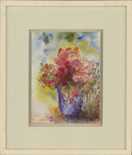 2006 Aquarell - Blumentopf Außerhalb Des Ateliers