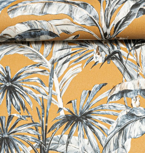 Senfgelb floral tapete grau - floral,