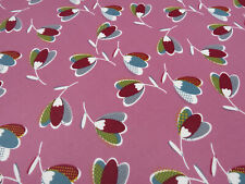 Stoff Alpenfleece Sweatshirtstoff Blumen retro rosa weiß gelb grau Kleiderstoff 