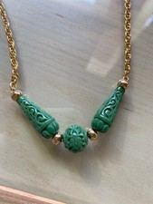 Trifari Kette Vintage Schmuck goldfarben grün