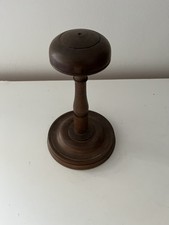 VINTAGE/ ANTIKER MAHAGONI HOLZ STABIL VERZIERTER PERÜCKENSTÄNDER 22cm