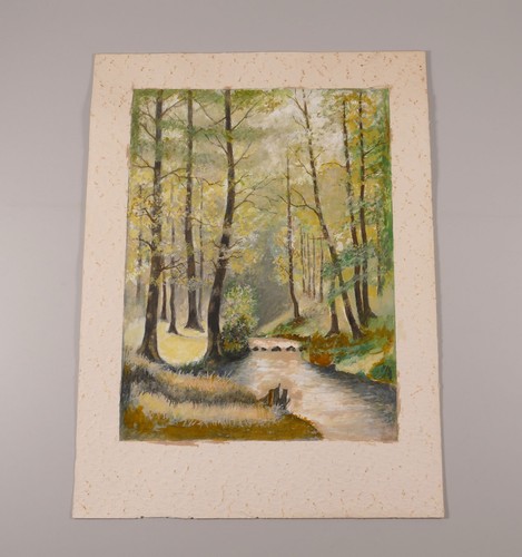 Aquarell herbstwald mit bach - mit,