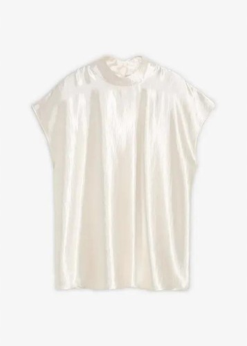 Satin blusentop mit halbhohem - satin,