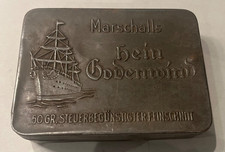 Alt Blechdose Tabak Leer