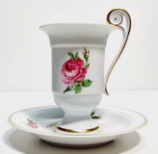 AK Kaiser Porzellan - 2-teil.Kakaotasse/Pharisäertasse - "Rote Rose" Dekor