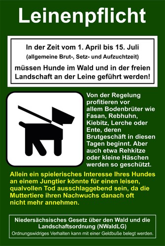 Hinweisschild leinenpflicht - hinweisschild,