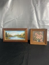 Vintage See Mini Ölgemälde