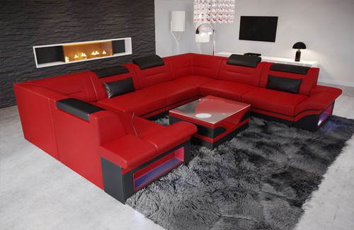 Leder eckcouch wohnlandschaft - leder,