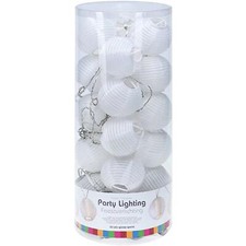 Outdoor Lampion Lichterkette weiß 4,75m 20 LED (Licht: Warmweiß) mit Netzstecker