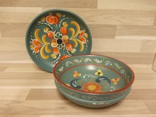 2 handgemalte Holz Holzschale