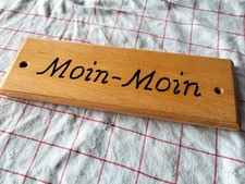 Moin-Moin, schönes Holzschild, 210 x 70 mm, massive Buche, gefräst